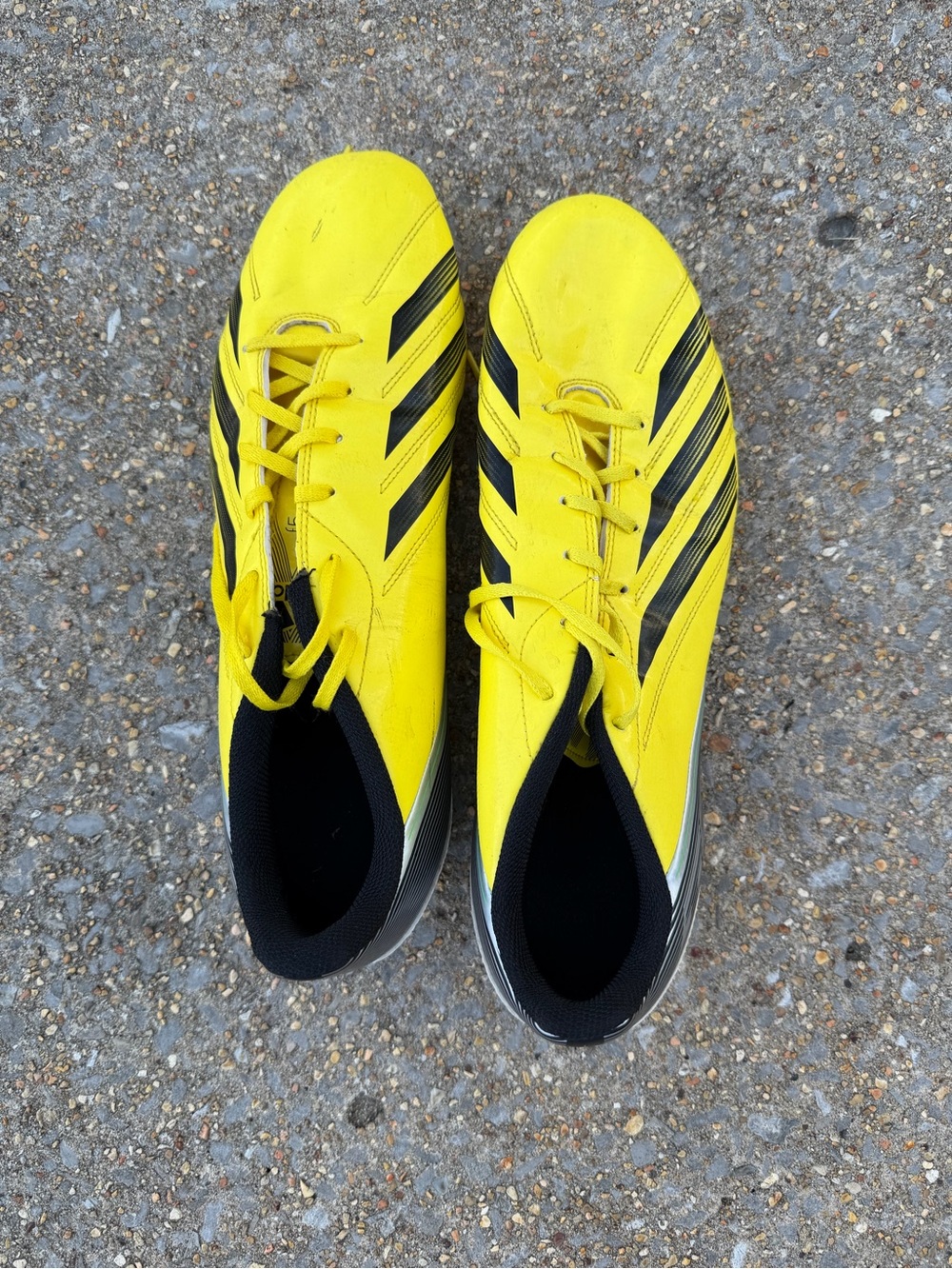 Adidas Men's Yellow Soccer Cleats with Black Stripes